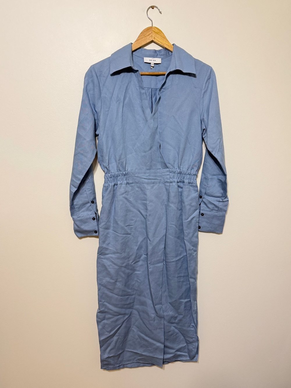 Reiss Light Blue Midi Shirt Dress - Picture 2 of 8